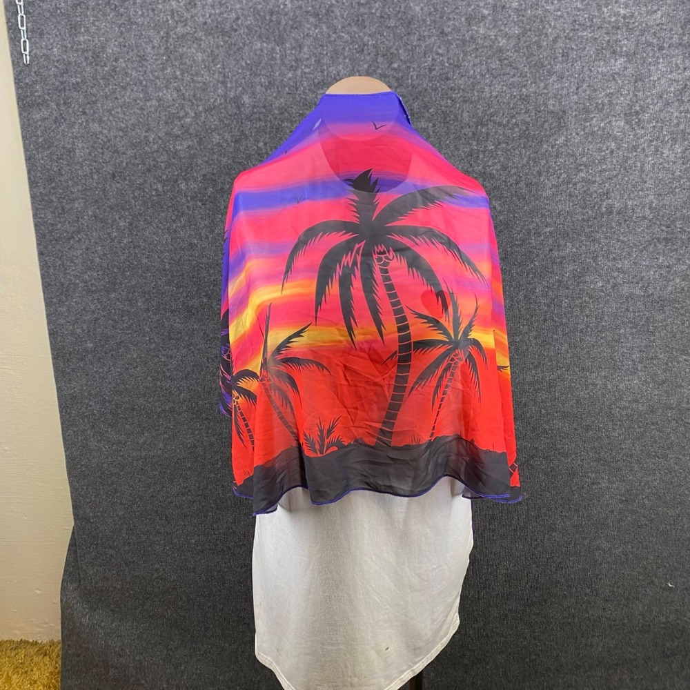 aer Tropical Sunset Palm Tree Mesh Sarong Wrap Beach Cover Up XXL Multicolor